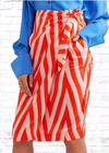 Diane Von Furstenberg 'Odeon' Silk Pink/Red Chevron Side-Knot Wrap Skirt