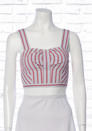 Derek Lam 10 Crosby Red/White/Blue Striped Crop Top