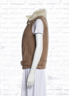 Rebecca Taylor Melange Camel Vest with Fur Lined Collar