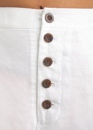 Onia Linen Boyfriend High Waisted Short in White
