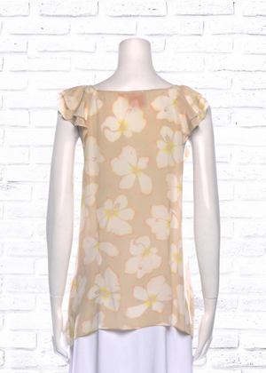*FIRE SALE* Tory Burch Silk Neutral Floral Ruffle Blouse
