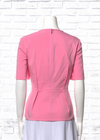 Tibi Half-Sleeve Pink Fitted Peplum Top