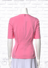 Tibi Half-Sleeve Pink Fitted Peplum Top