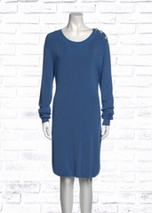 L'AGENCE 'Minette' Fitted Blue Knit Dress