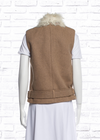 Rebecca Taylor Melange Camel Vest with Fur Lined Collar