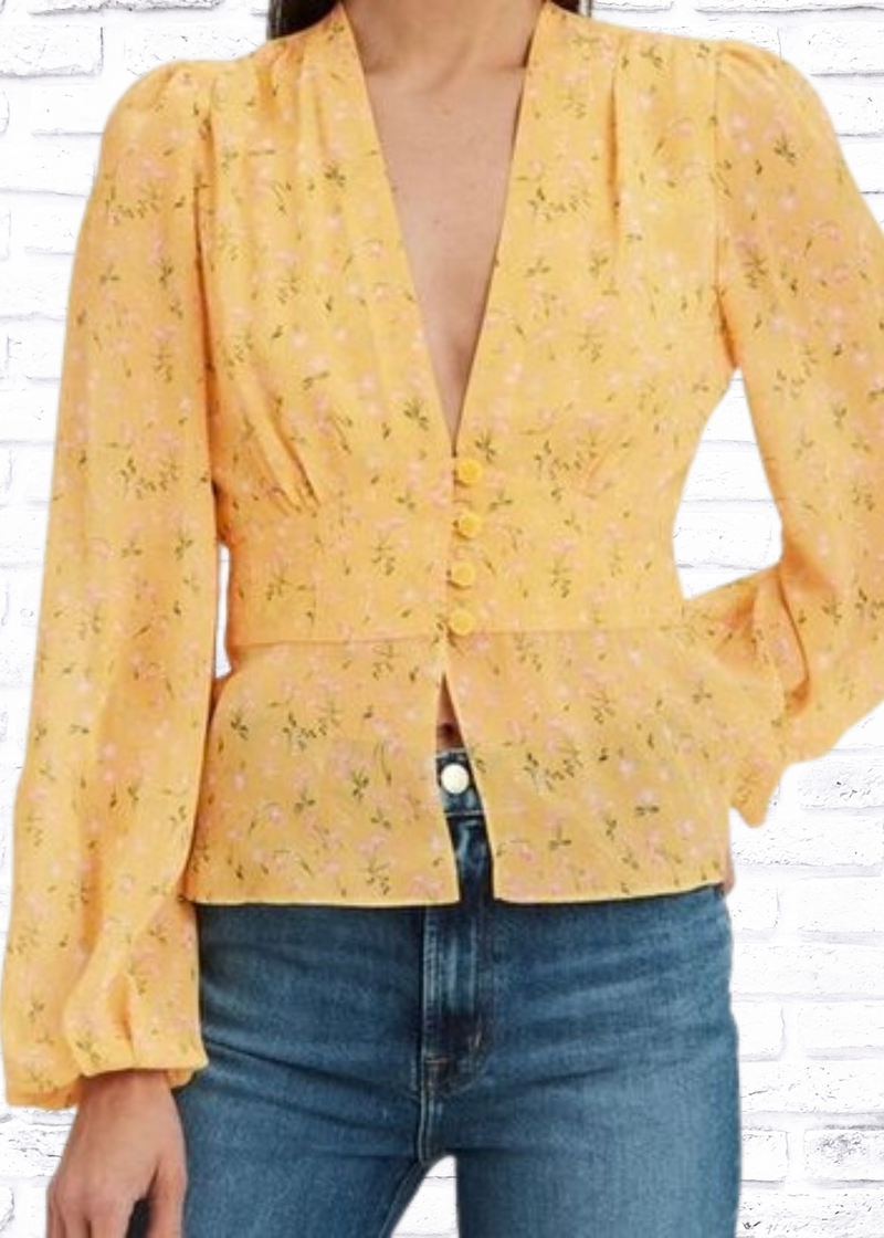 Divine Heritage Floral Peasant-Style Blouse