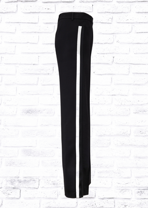 Akris Punto 'Mikka' Black Side-Stripe Wool Wide-Leg Trousers