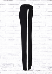 Akris Punto 'Mikka' Black Side-Stripe Wool Wide-Leg Trousers