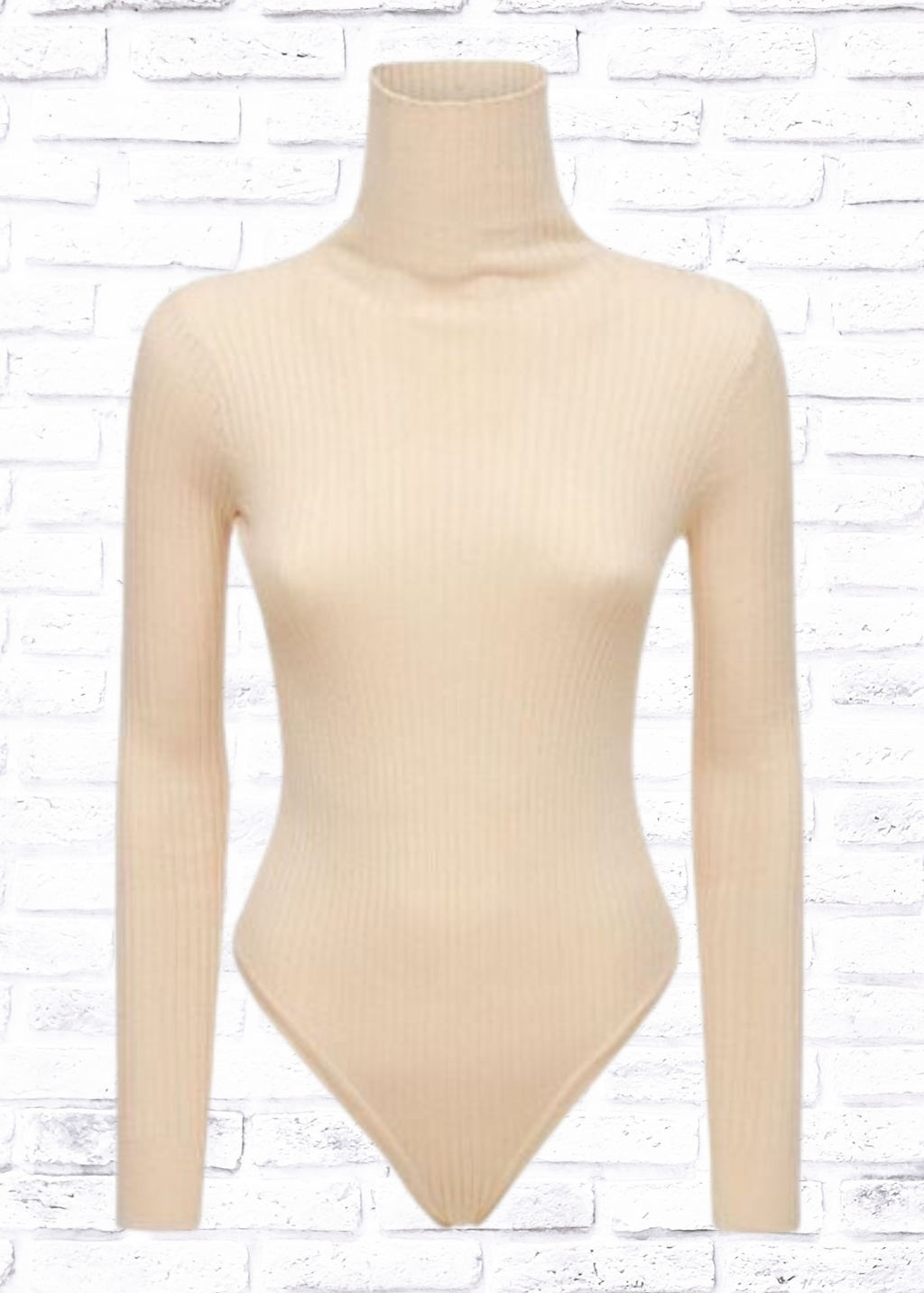 Live the Process Silk-Blend Tan Knit Turtleneck Bodysuit