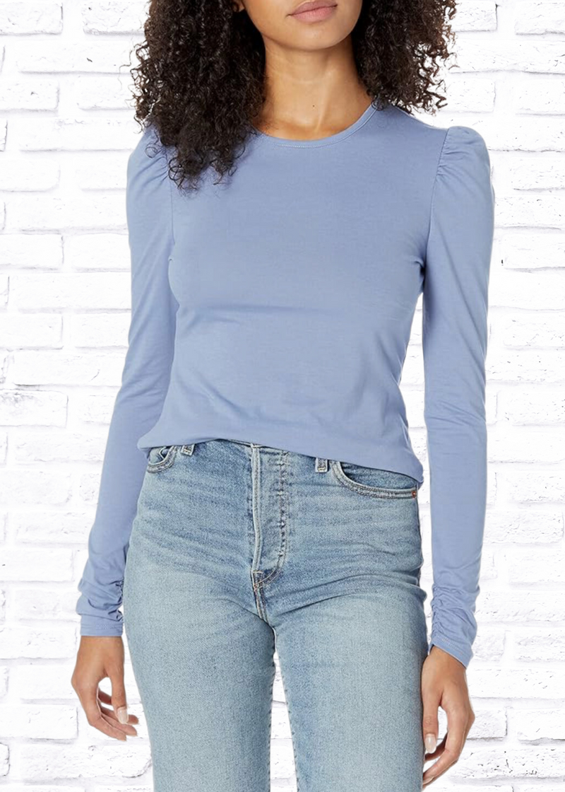 Rebecca Taylor Ruched Puffed-Sleeve Long Sleeve Top