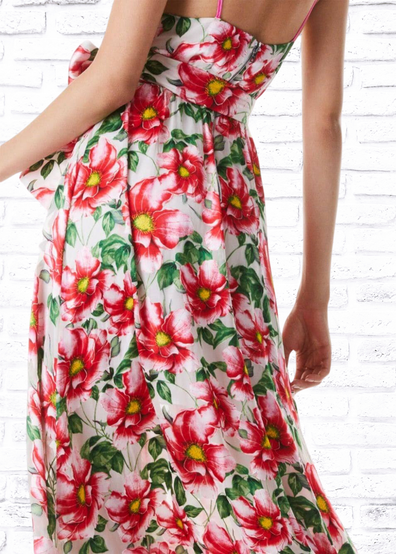 Alice + Olivia 'Samantha' Floral Cowl-Neck Midi Dress