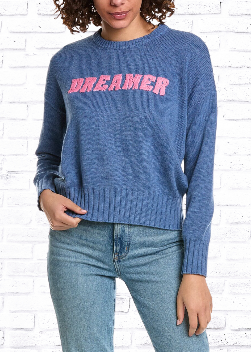 Minnie Rose 'Dreamer' Emboidered Cashmere-Blend Sweater