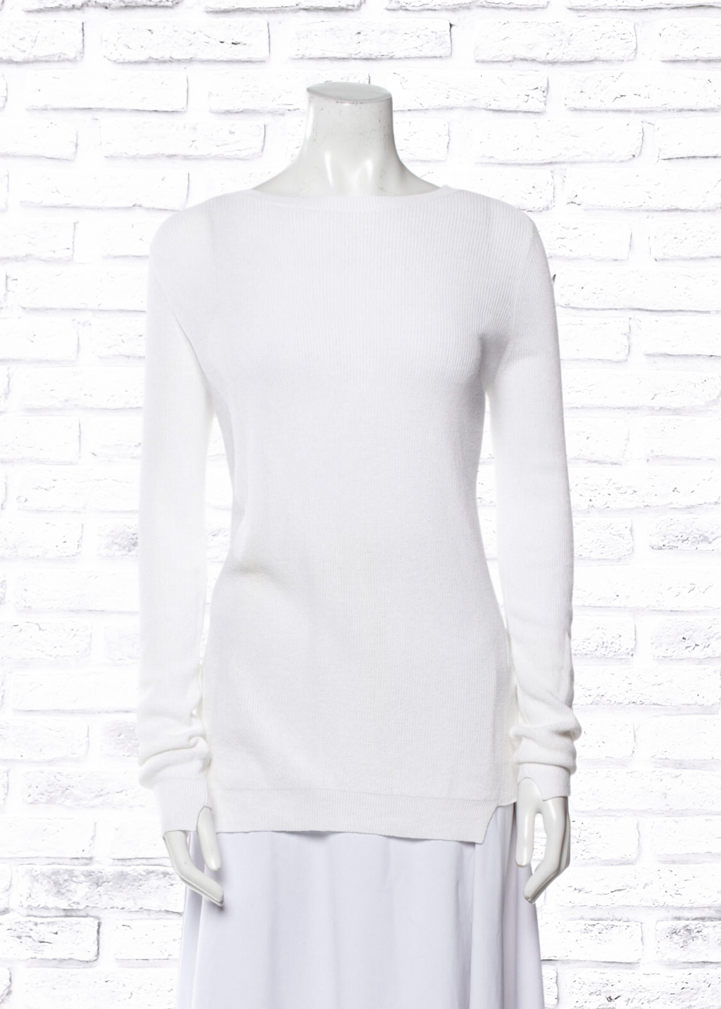 A.L.C. White Ribbed Open-Back Sweater