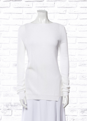 A.L.C. White Ribbed Open-Back Sweater