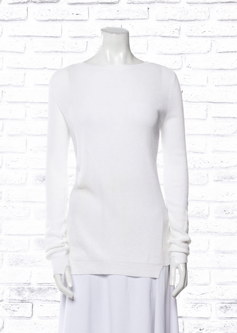 A.L.C. White Ribbed Open-Back Sweater