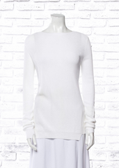 A.L.C. White Ribbed Open-Back Sweater
