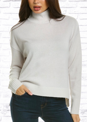 Raffi Vanise Wool-Cashmere Blend Mockneck Neutral Sweater