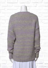 Derek Lam Lavender/Gray Striped Alpaca-Wool Blend Chunky Knit Sweater