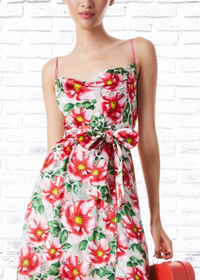 Alice + Olivia 'Samantha' Floral Cowl-Neck Midi Dress