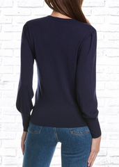 Forte Cashmere Silk-Cashmere Blend Pleated-Sleeve Sweater