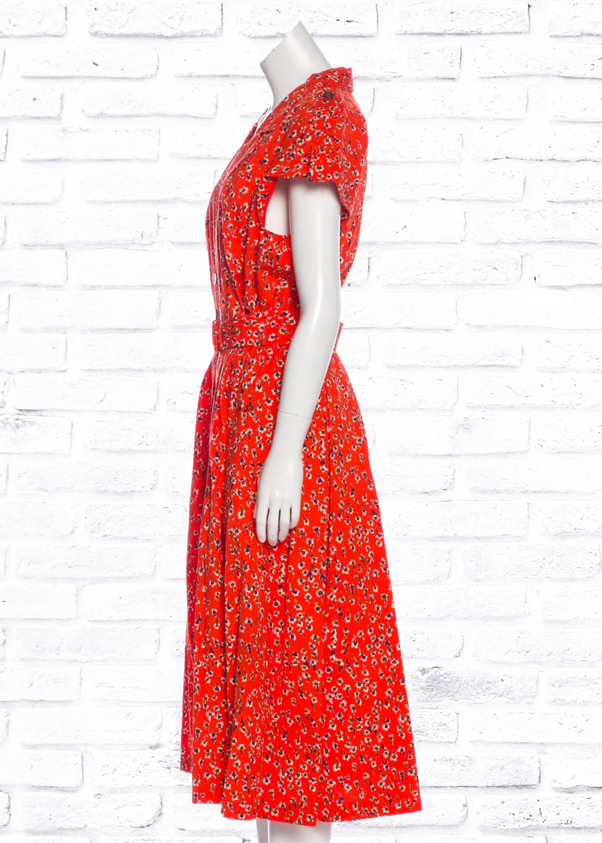 Lela Rose Double-Breasted Floral Midi Shirtdress