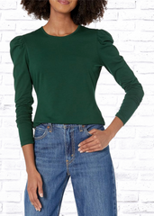Rebecca Taylor Ruched Puffed-Sleeve Long Sleeve Top