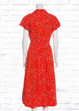 Lela Rose Double-Breasted Floral Midi Shirtdress