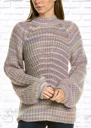 Nicholas 'Maliya' Striped Chunky Knit Turtleneck Sweater