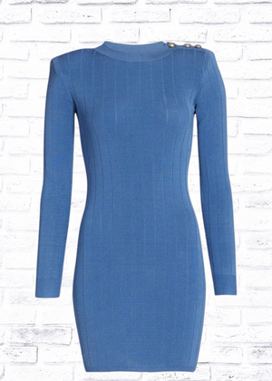 L'AGENCE 'Minette' Fitted Blue Knit Dress