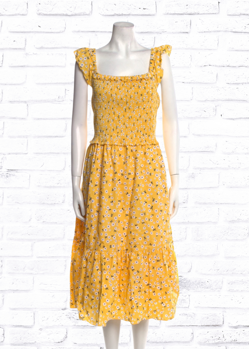 Kate Spade New York 'Fleurette Toss Voile' Yellow Midi Dress