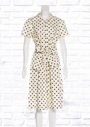 Carolina Herrera Vintage Polka Dot Belted Shirt Dress