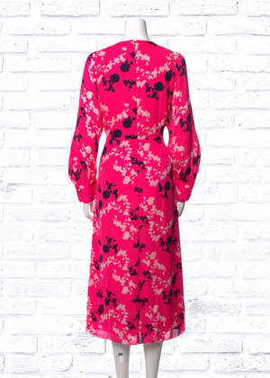 Tanya Taylor Silk 'Alannah' Printed Hot Pink Midi Dress