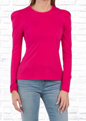 Rebecca Taylor Ruched Puffed-Sleeve Long Sleeve Top