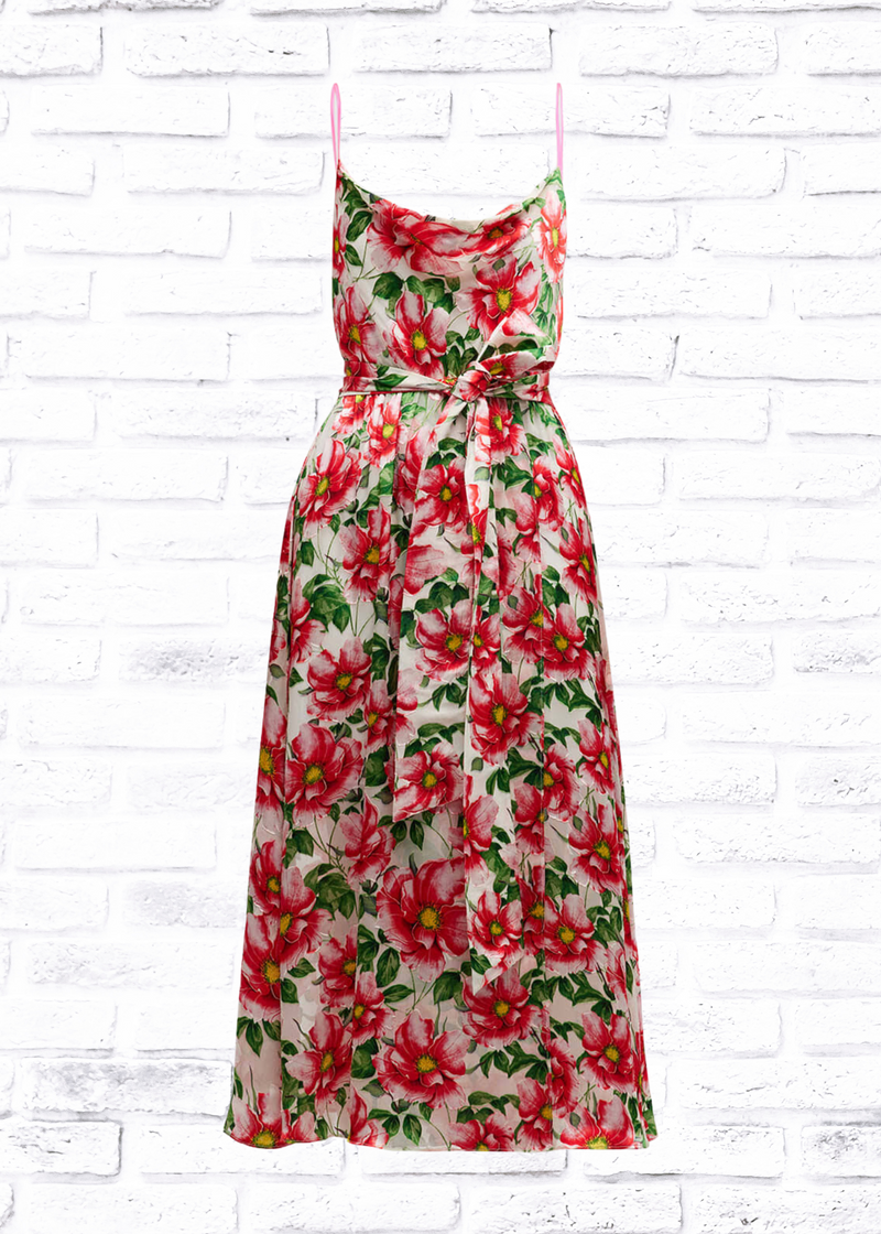 Alice Olivia Samantha Floral Cowl Neck Midi Dress Simply Audrey
