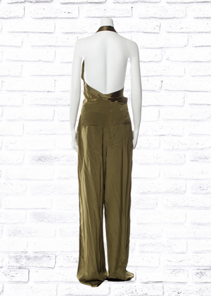 Rag & Bone 'Scarlet' Silk Army Green Halter Jumpsuit