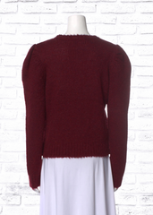 Derek Lam 'Merlot' Alpaca/Wool-Blend Chunky Sweater w/ Puffed Sleeves