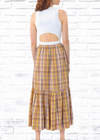 Tanya Taylor 'Camilla' Neutral Plaid Midi Dress