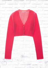 Helmut Lang Neon Pink Button-up Cropped Sweater