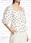 Ganni Polka Dot Square-Neck Puffed-Sleeve Top
