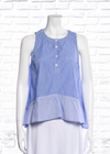 *FIRE SALE* Thakoon Blue Striped High-Low Ruffle-Hemmed Top