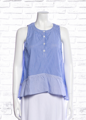 *FIRE SALE* Thakoon Blue Striped High-Low Ruffle-Hemmed Top