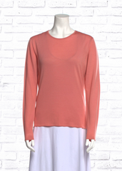 TSE Pink Wool Crewneck Long-Sleeve Top in Rose