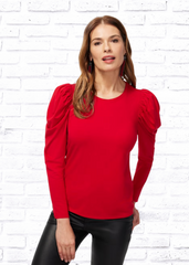 Rebecca Taylor Ruched Puffed-Sleeve Long Sleeve Top