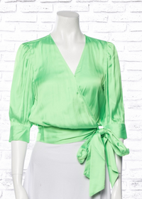 Essential Antwerp 'Wham' Green Wrap Top