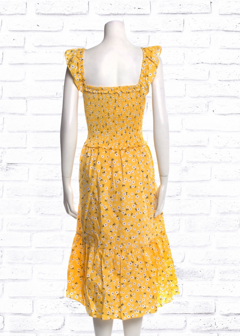 Kate Spade New York 'Fleurette Toss Voile' Yellow Midi Dress