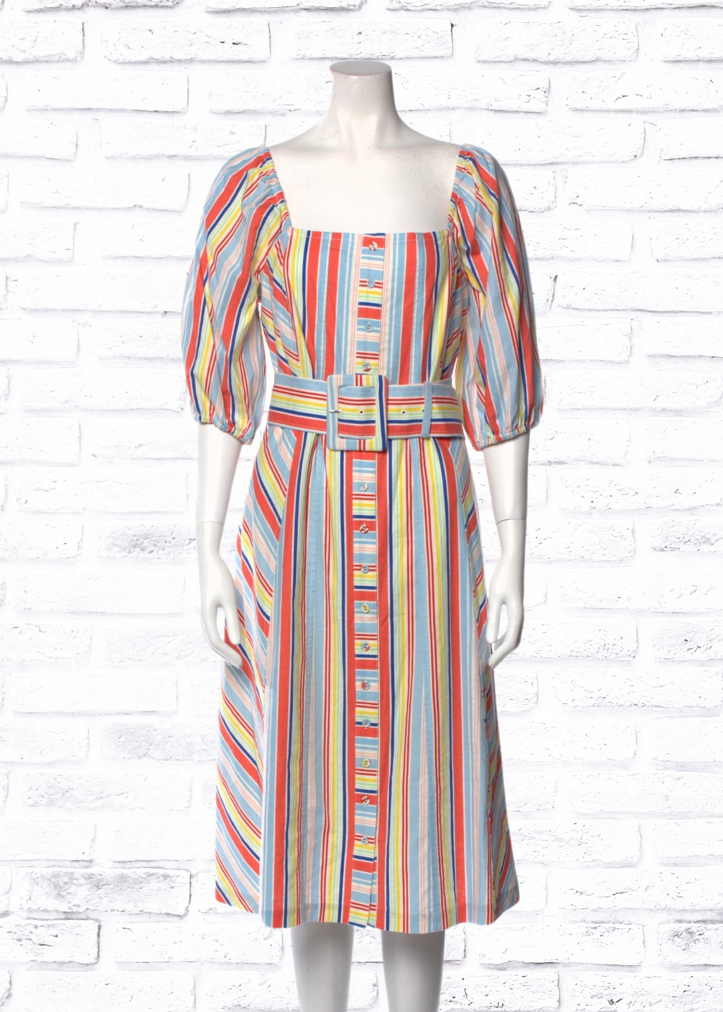 Tanya Taylor 'Claude' Striped Belted Midi Dress