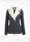 IRO 'Cidji' Shearling-Trimmed Brushed-Twill Biker Coat