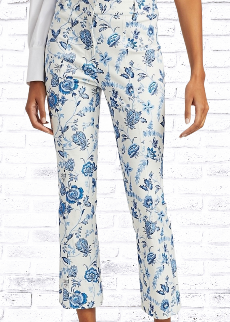 Derek Lam 10 Crosby 'Meloe' Blue Floral Cropped Trousers