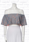 Alexis Dusty Rose and Gray Lace Off-the-Shoulder 'Taza' Crop Top