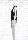 Alice + Olivia 'Makeda' Black Sleeveless Bodysuit with Mesh Lace Cutouts
